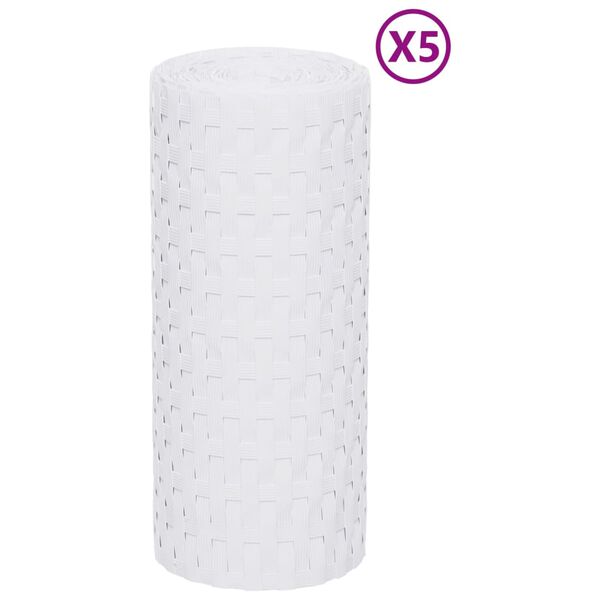 vidaXL Balkónové zásteny 5 ks biele 255x19 cm polyratan