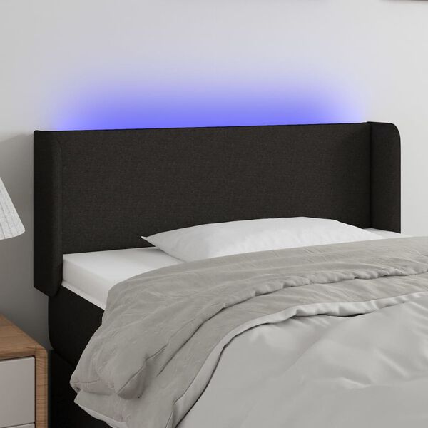 vidaXL Čelo postele s LED čierne 93x16x78/88 cm látka