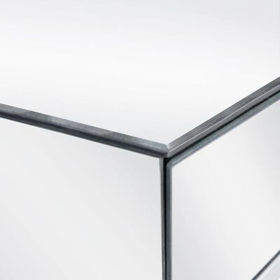 vidaXL Zrkadlový konzolový stolík, oceľ a sklo 107x33x77 cm