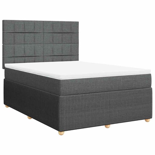 vidaXL Boxspring posteľ s matracom tmavosiv&aacute; 140x200 cm l&aacute;tka