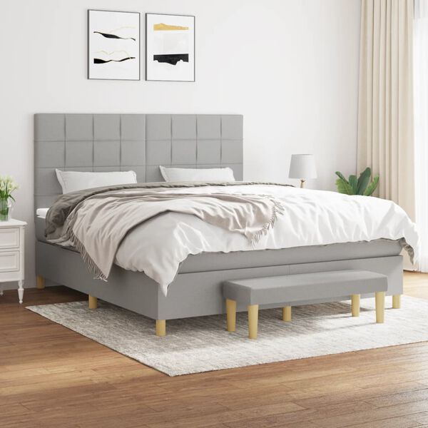 vidaXL Boxspring posteľ s matracom bledosiv&aacute; 180x200 cm l&aacute;tka
