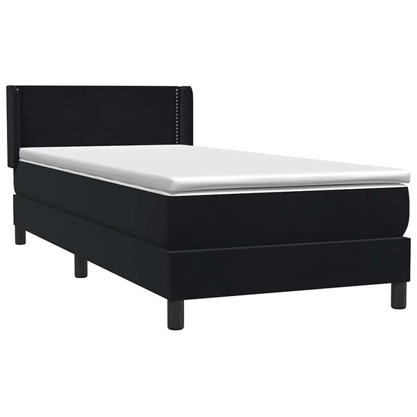 vidaXL Posteľný rám boxspring s matracom čierny 80x220 cm zamat