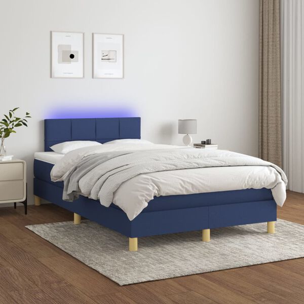 vidaXL Boxspring posteľ s matracom a LED modr&aacute; 120x190 cm l&aacute;tka