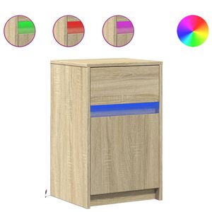vidaXL Nočn&yacute; stol&iacute;k s LED svetlami dub sonoma kompozitn&eacute; drevo