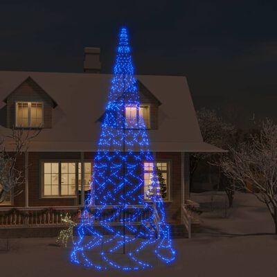 vidaXL Vianočný stromček na stožiari 3000 modrých LED 800 cm
