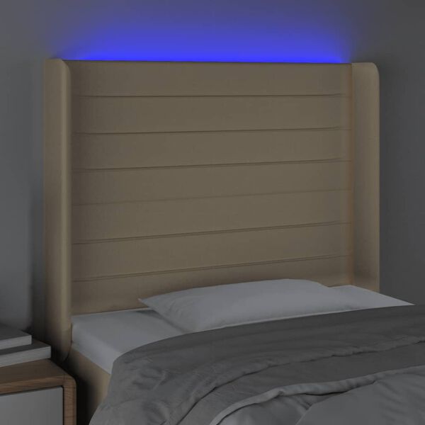 vidaXL Čelo postele s LED kr&eacute;mov&eacute; 93x16x118/128 cm l&aacute;tka