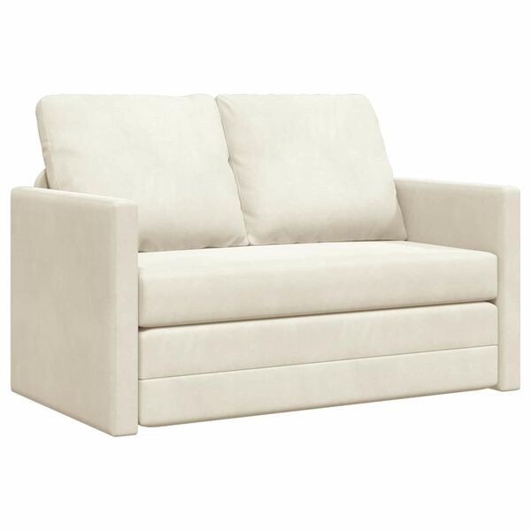 vidaXL Rozkladacia posteľ Krémová 204 x 122 x 60 cm Zamat