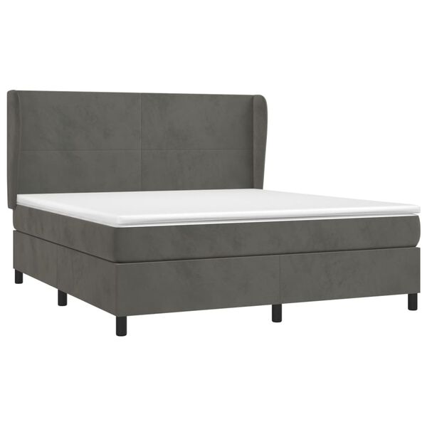 vidaXL Posteľn&yacute; r&aacute;m boxspring s matracom tmavosiv&yacute; 160x200 cm zamat