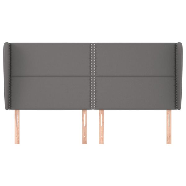 vidaXL Čelo postele so z&aacute;hybmi siv&eacute; 163x23x118/128 cm umel&aacute; koža