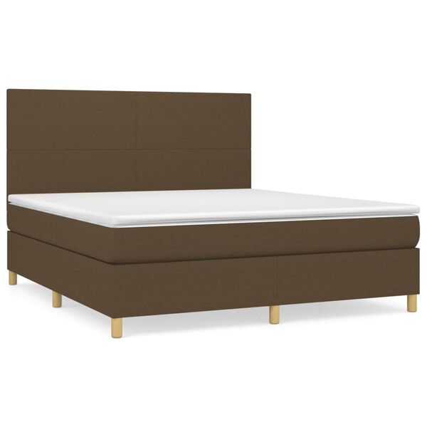 vidaXL Boxspring posteľ s matracom tmavohned&aacute; 180x200 cm l&aacute;tka