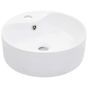 vidaXL Um&yacute;vadlo s prepadom 36x13 cm keramick&eacute; biele