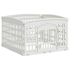 vidaXL 4-panelov&yacute; ps&iacute; hrac&iacute; priestor 88 x 88 x 56 cm Plast Biela