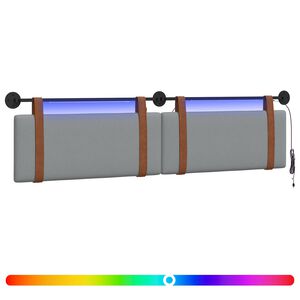vidaXL Z&aacute;vesn&eacute; čelo postele S LED svetlom Svetlosiv&aacute; Antik PU