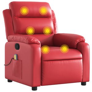 vidaXL Skl&aacute;pacie mas&aacute;žne kreslo červen&eacute; umel&aacute; koža