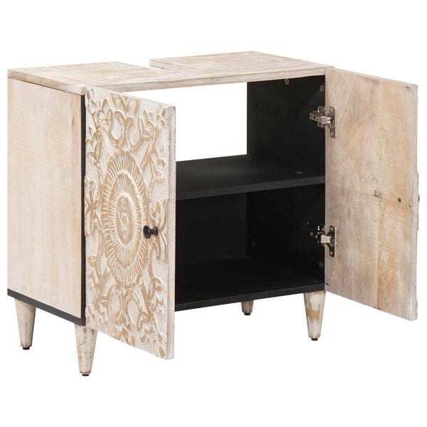 vidaXL K&uacute;peľňov&aacute; skrinka pod um&yacute;vadlo s dverami Biela 62 x 33 x 58 cm