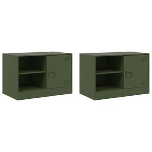 vidaXL TV skrinky 2 ks olivovo-zelen&eacute; 67x39x44 cm oceľ