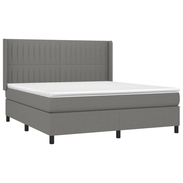 vidaXL Boxspring posteľ s matracom tmavosiv&aacute; 160x200 cm l&aacute;tka