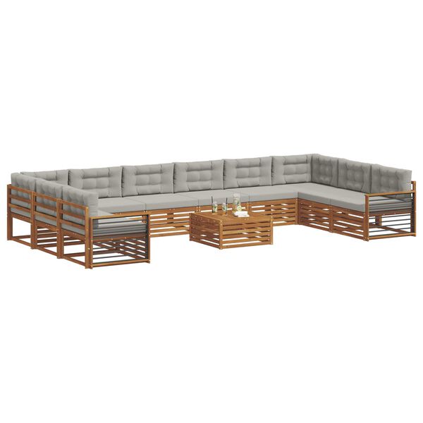 vidaXL S&uacute;pravy pohoviek s vank&uacute;&scaron;om 11 pcs Pr&iacute;rodn&aacute; a svetlosiv&aacute;