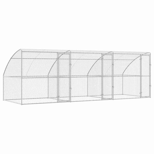 vidaXL Ps&iacute; kennel 3 pcs Strieborn&aacute; 6 x 2 x 2 m Pozinkovan&aacute; oceľ
