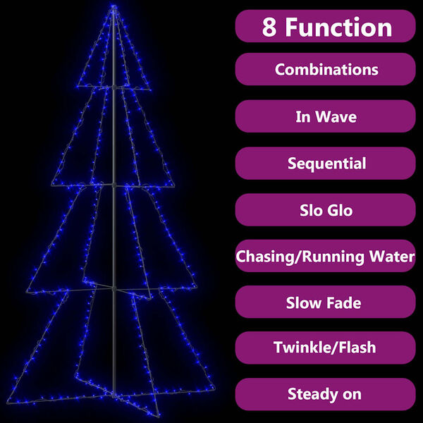 vidaXL Vianočný stromček, kužeľ, 360 LED, dovnútra aj von 143x250 cm