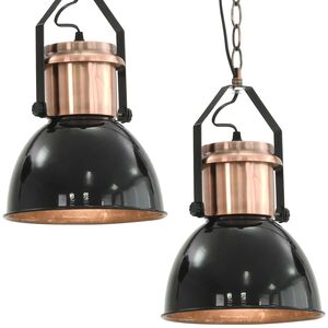 vidaXL Stropn&aacute; lampa 2 ks, čierna, okr&uacute;hla E27