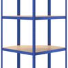 vidaXL 4-vrstvov&aacute; rohov&aacute; polica modr&aacute; oceľ a spracovan&eacute; drevo