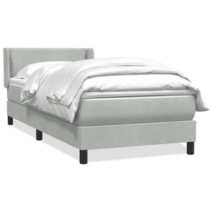 vidaXL Posteľn&yacute; r&aacute;m boxspring s matracom Svetlosiv&aacute; 80x210 cm zamat