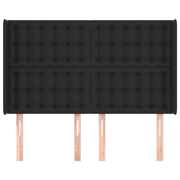 vidaXL Čelo postele so z&aacute;hybmi čierne 147x16x118/128 cm umel&aacute; koža