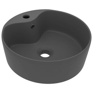 vidaXL Luxusn&eacute; um&yacute;vadlo, prepad, matn&eacute; tmavosiv&eacute; 36x13 cm, keramika
