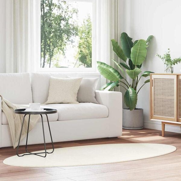 vidaXL Kusov&eacute; koberce Ov&aacute;lny HUARTE Kr&eacute;mov&aacute; 100 x 200 cm