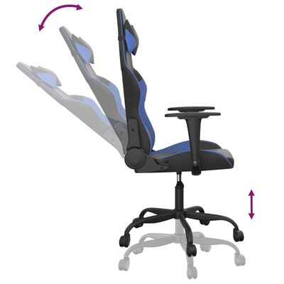 vidaXL Masážna herná stolička čierna a modrá umelá koža