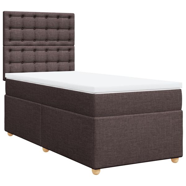 vidaXL Boxspring posteľ s matracom tmavohned&aacute; 90x190 cm l&aacute;tka