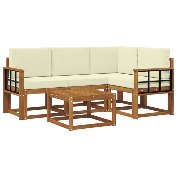 vidaXL Z&aacute;hradn&aacute; s&uacute;prava gaučov s vank&uacute;&scaron;om 5 pcs Pr&iacute;rodn&aacute; a kr&eacute;mov&aacute;