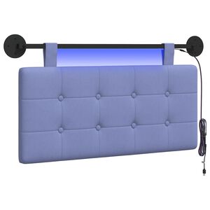 vidaXL Z&aacute;vesn&eacute; čelo postele S LED svetlom Modr&aacute; dž&iacute;novina L&aacute;tka