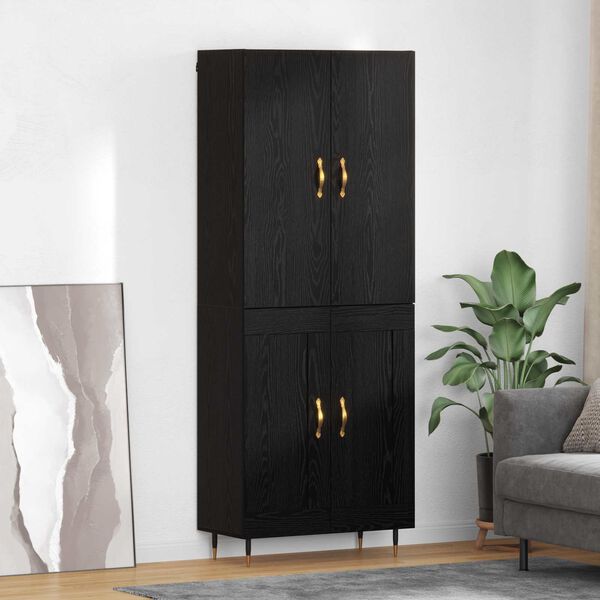 vidaXL Highboard Čierny dub 69,5 x 34 x 180 cm Kompozitné drevo