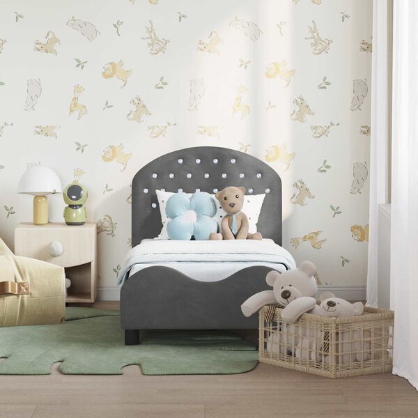 vidaXL Rám detskej postele s čelom Tmavo šedá 70 x 140 cm Zamat