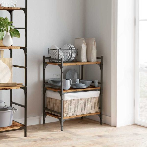 vidaXL Kuchynský vozík Staré drevo 50 x 35 x 75.5 cm Kompozitné drevo