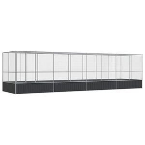 vidaXL Voli&eacute;ra s nadstavcom strieborn&aacute; 832x207x212 cm oceľ