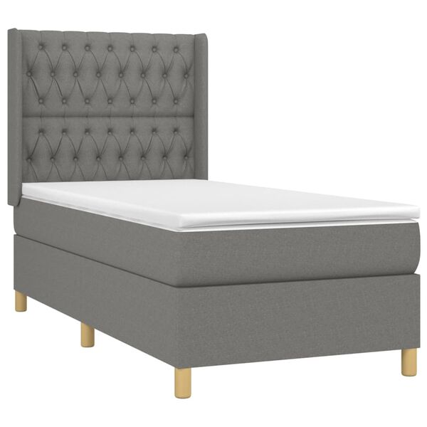 vidaXL Boxspring posteľ s matracom tmavosiv&aacute; 100x200 cm l&aacute;tka