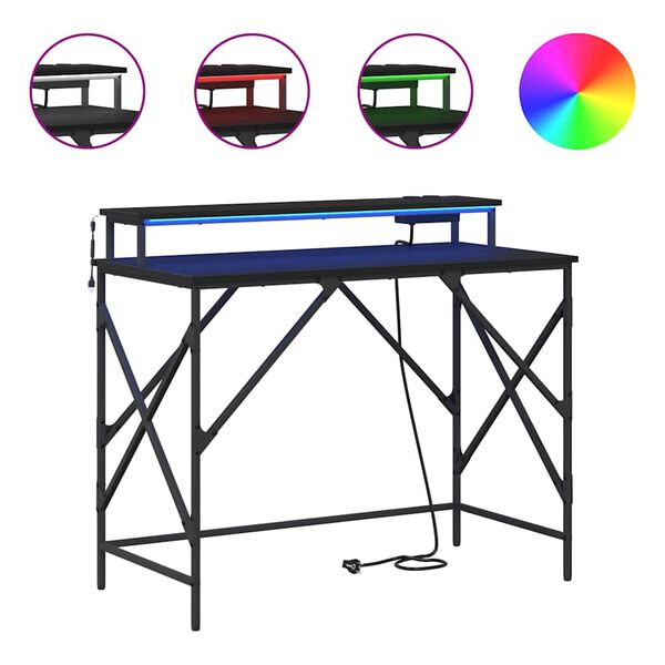 vidaXL Stôl s poličkou Čierny dub 100 x 50 x 86,5 cm Kompozitné drevo