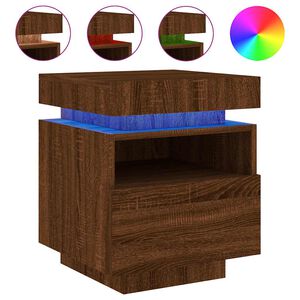 vidaXL Nočn&yacute; stol&iacute;k s LED svetlami hned&yacute; dub 40x39x48,5 cm