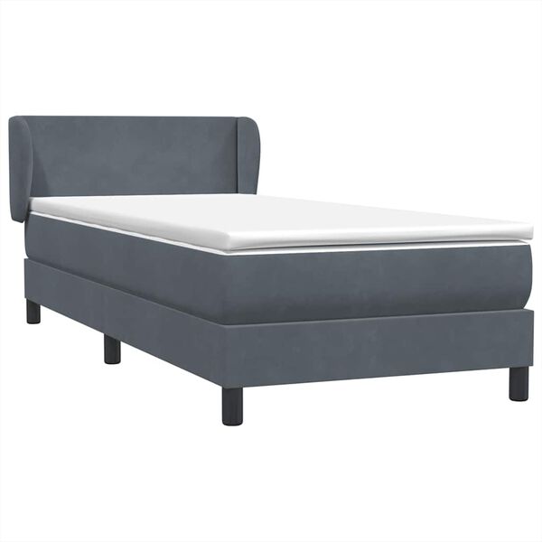 vidaXL Posteľn&yacute; r&aacute;m boxspring s matracom tmavosiv&yacute; 90x210 cm zamat