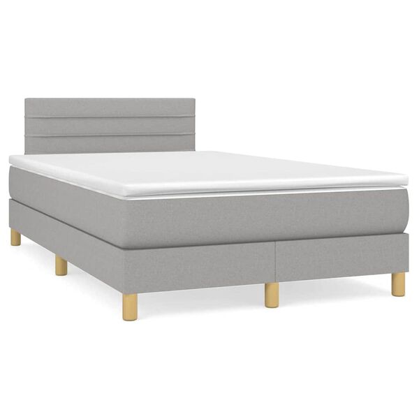 vidaXL Boxspring posteľ s matracom a LED, svetlosiv&aacute; 120x190 cm, l&aacute;tka