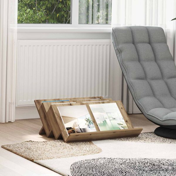 vidaXL Reg&aacute;l na časopisy s poličkou Remeseln&yacute; dub 65 x 53 x 28,5 cm