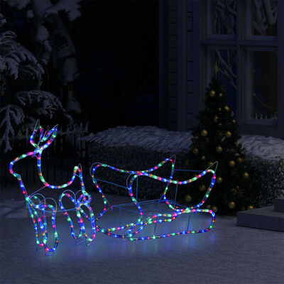 vidaXL Vianočná vonkajšia dekorácia so sobmi a saňami 252 LED diód