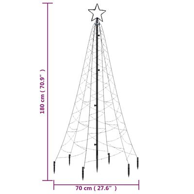 vidaXL Vianočný stromček s hrotom, 200 modrých LED 180 cm