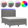 vidaXL Posteľ boxsping s matracom a LED tmavosiv&aacute; 140x190 cm l&aacute;tka