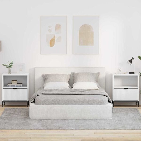 vidaXL Nočn&yacute; stol&iacute;k 2 pcs Biela 49 x 36 x 61 cm Kompozitn&eacute; drevo