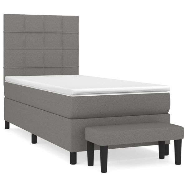 vidaXL Boxspring posteľ s matracom tmavosiv&aacute; 90x190 cm l&aacute;tka
