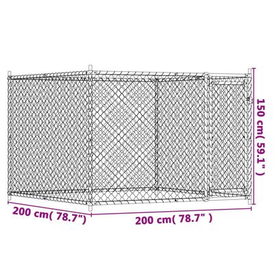vidaXL Klietka pre psa s dvierkami šedá 2x2x1,5 m pozinkovaná oceľ